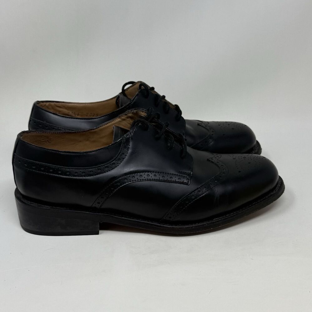 Hitchcock Windsor Dress Shoes Mens 7.5 5E Wide Black Leather Wingtip Derby